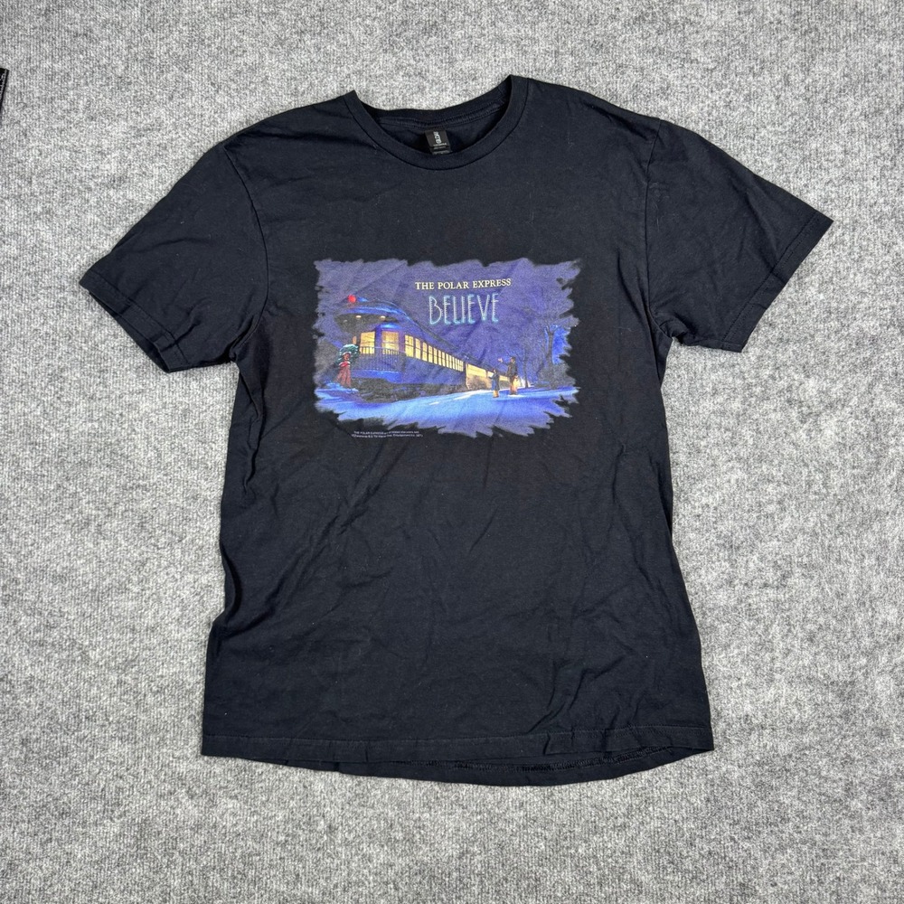 Gildan Shirt Mens Size M Black The Polar Express Believe Graphic Cotton Tee